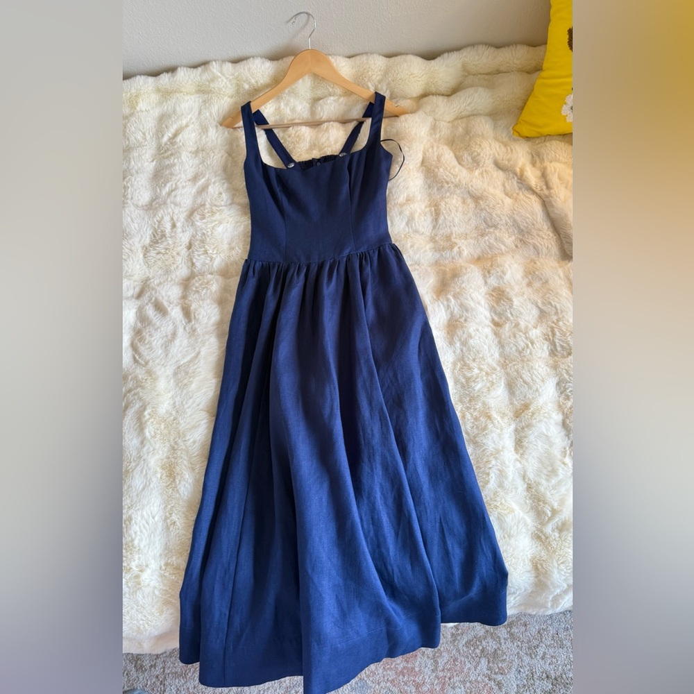 Reformation Janu Linen Dress In Danube, brand new, never worn, no flaws. - Picture 9 of 16